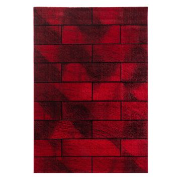 Beta Walx tapis poils ras rectangle 80x250cm rouge