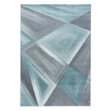 Beta Bakla tapis poils ras rectangle 80x250cm bleu
