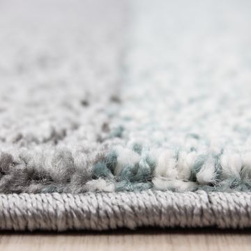 Lucca Bloc tapis poils ras rectangle 80x250cm bleu