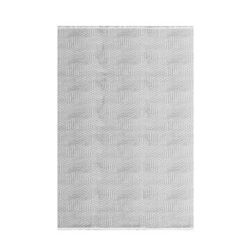 Style Veyza tapis poils ras rectangle 240x340cm argent