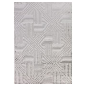 Sahara Lirix tapis poils ras rectangle 240x340cm argent