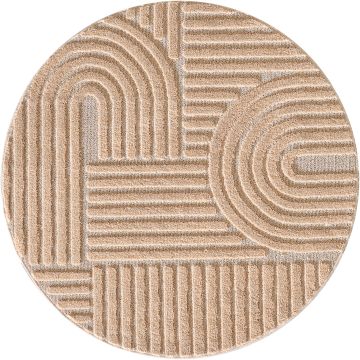 Art tapis poils longs rond Ø 200cm rose
