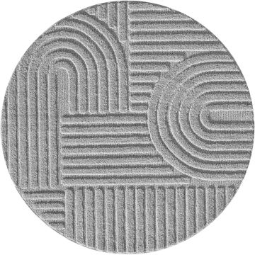 Art tapis poils longs rond Ø 200cm argent