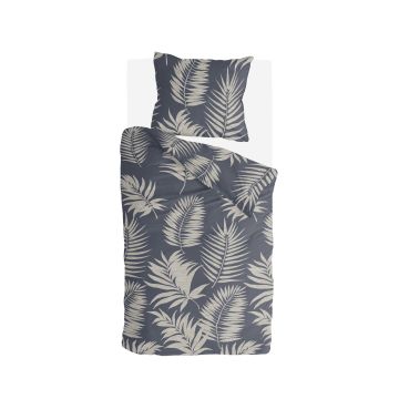 Pretty Palm dekbedovertrek 155x220cm grijs/blauw