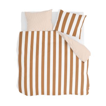Classic Stripe dekbedovertrek 240x220cm cognac