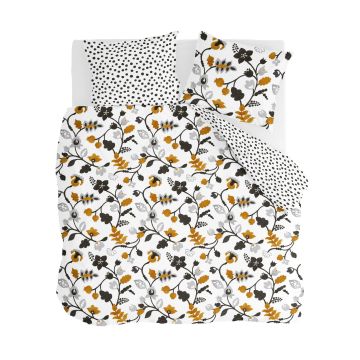 Dots & Flowers dekbedovertrek 200x200cm wit