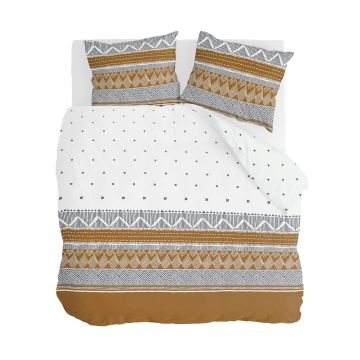 Ikat Dreams dekbedovertrek 200x200cm wit/cognac