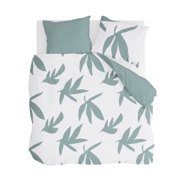 Simple Leaves dekbedovertrek 200x220cm gebroken wit/groen