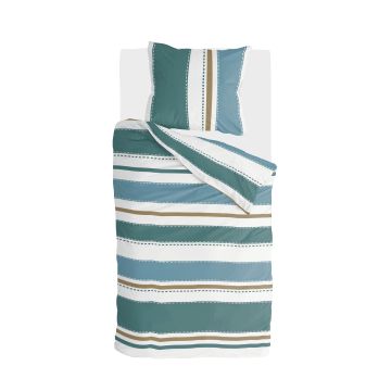 Stripes & Stitches dekbedovertrek 140x220cm groen