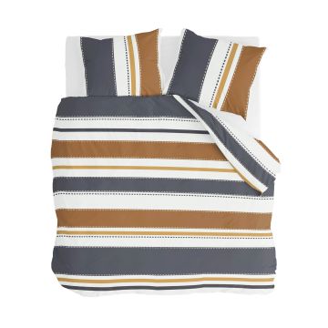 Stripes & Stitches dekbedovertrek 240x220cm antraciet