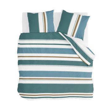 Stripes & Stitches dekbedovertrek 200x220cm groen