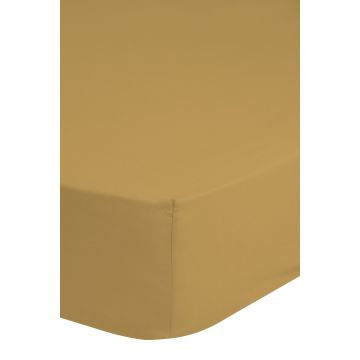 drap housse 160x200cm satin de coton ocre