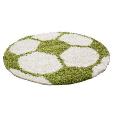 Fun Shaggy football tapis chambre d'enfant poils longs rond Ø 100cm vert