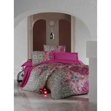 Saten Line housse de couette 200x220cm satin tugba fuchsia