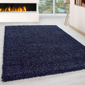 Life Shaggy tapis poils longs rectangle 300x400cm bleu marine