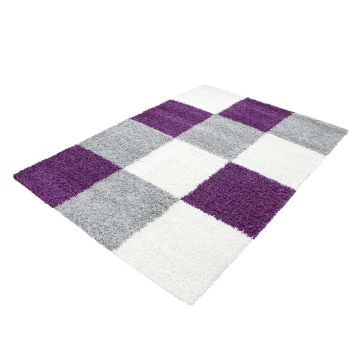 Life Shaggy Bloc tapis poils longs rectangle 60x110cm lilas