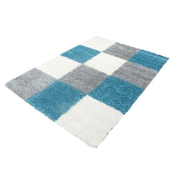 Life Shaggy Bloc tapis poils longs rectangle 60x110cm turquoise