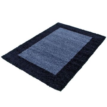 Life Shaggy Ombre tapis poils longs rectangle 300x400cm bleu marine