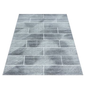 Beta Walx tapis poils ras rectangle 80x150cm gris