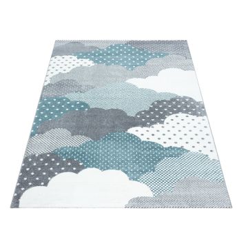 Bambi Des Nuages tapis chambre d'enfant poils ras rectangle 160x230cm bleu