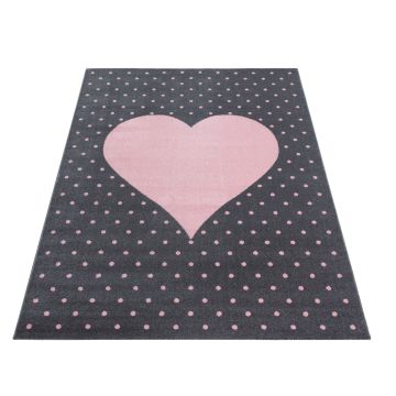 Bambi Cœur tapis chambre d'enfant poils ras rectangle 80x150cm roses 