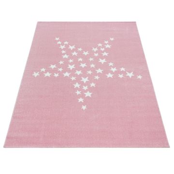 Bambi Étoile tapis chambre d'enfant poils ras rectangle 80x150cm roses