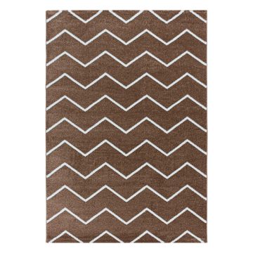 Rio Zigzag tapis poils longs coureur 80x250cm cuivré