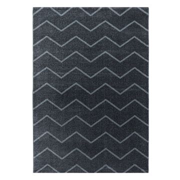 Rio Zigzag tapis poils longs coureur 80x250cm gris