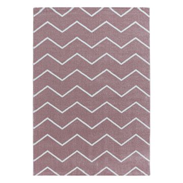 Rio Zigzag tapis poils longs rectangle 120x170cm rose