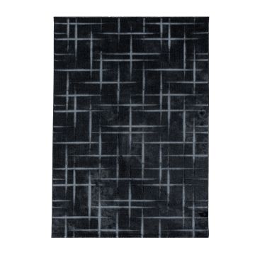 Costa Fisk tapis poils ras rectangle 120x170cm noir