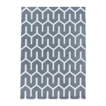 Costa Blas tapis poils ras rectangle 80x150cm gris