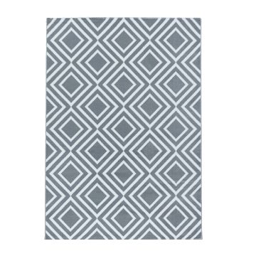 Costa Rhombus tapis poils ras coureur 80x250cm gris