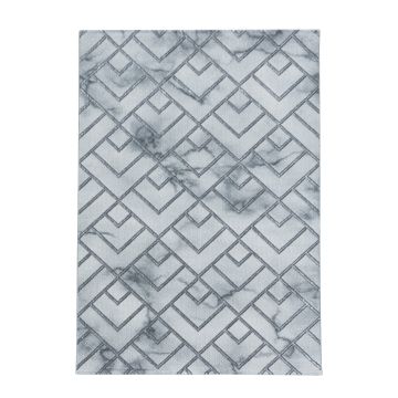 Naxos Parallel W tapis poils ras rectangle 240x340cm argent