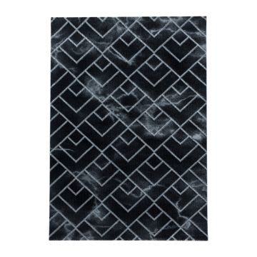 Naxos Parallel B tapis poils ras rectangle 240x340cm argent