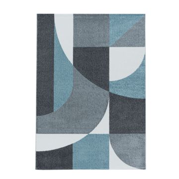 Efor Elips tapis poils ras rectangle 120x170cm bleu