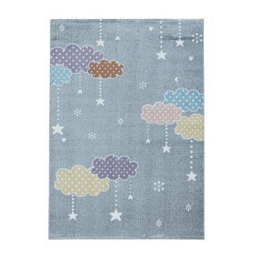 Lucky Nuages tapis chambre d'enfant poils ras rectangle 80x150cm gris