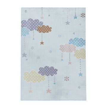 Lucky Nuages tapis chambre d'enfant poils ras rectangle 160x230cm blanc