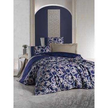 Saten Line housse de couette 200x220cm satin pera marine