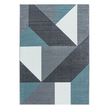 Ottawa Origami tapis poils ras rectangle 160x230cm bleu