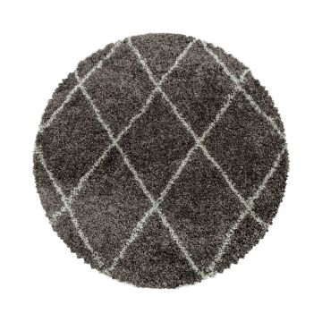 Alvor Shaggy tapis poils longs rond Ø 120cm taupe