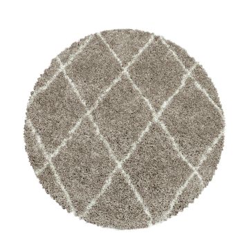 Alvor Shaggy tapis poils longs rond Ø 80cm beige