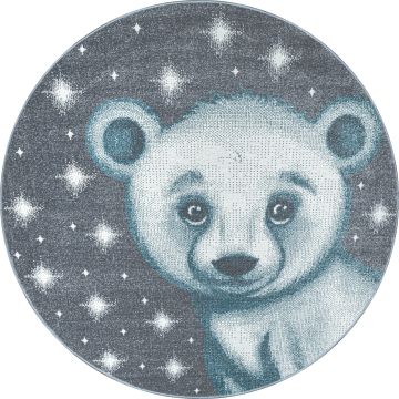 Bambi Ours Polaire tapis chambre d'enfant poils ras rond Ø 120cm bleu