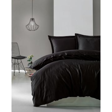 Elegant housse de couette 200x220cm satin noir