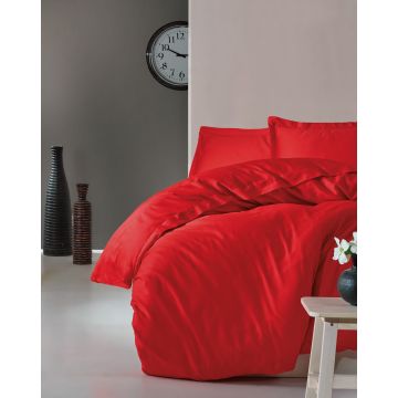 Elegant housse de couette 200x220cm satin rouge