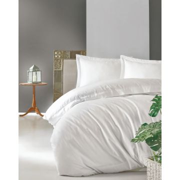 Elegant housse de couette 200x220cm satin blanc