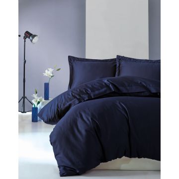 Elegant housse de couette 200x220cm satin marine