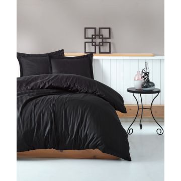 Elegant Stripe housse de couette 200x220cm satin noir