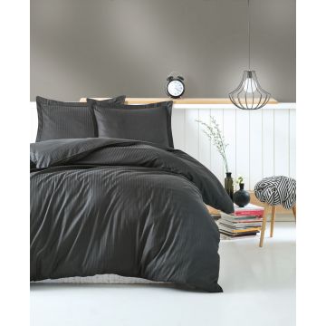 Elegant Stripe housse de couette 200x220cm satin anthracite