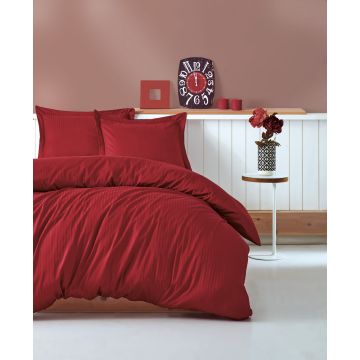 Elegant Stripe housse de couette 200x220cm satin bordeaux