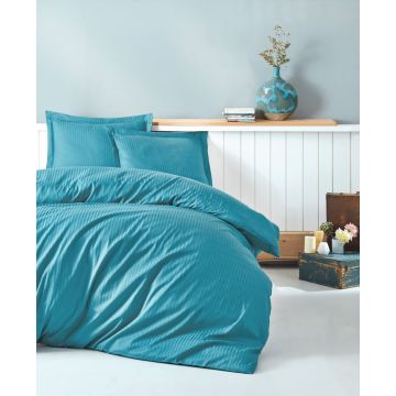 Elegant Stripe housse de couette 200x220cm satin turquoise